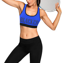 Load image into Gallery viewer, Bright Blue/Black Women&#39;s All Over Print Sports Bra (Model T52)