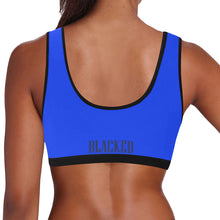 Load image into Gallery viewer, Bright Blue/Black Women&#39;s All Over Print Sports Bra (Model T52)