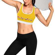 Load image into Gallery viewer, Yellow/White Women&#39;s All Over Print Sports Bra (Model T52)