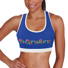 Load image into Gallery viewer, Dark Blue/White Women&#39;s All Over Print Sports Bra (Model T52)