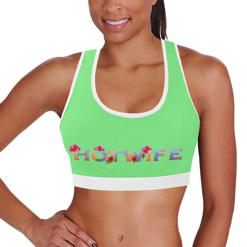Light Green/White Women's All Over Print Sports Bra (Model T52)