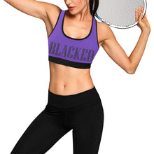 Load image into Gallery viewer, Purple/Black Women&#39;s All Over Print Sports Bra (Model T52)