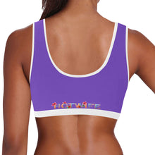 Load image into Gallery viewer, Purple/White Women&#39;s All Over Print Sports Bra (Model T52)