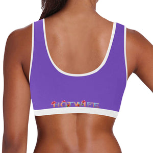 Purple/White Women's All Over Print Sports Bra (Model T52)