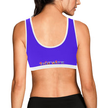 Load image into Gallery viewer, Bright Blue/White Women&#39;s All Over Print Sports Bra (Model T52)