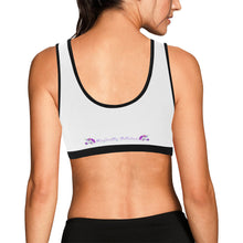 Load image into Gallery viewer, White/Black Women&#39;s All Over Print Sports Bra (Model T52)