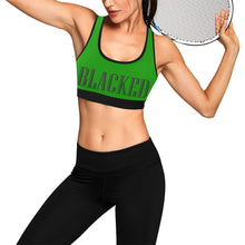 Load image into Gallery viewer, Green/Black Women&#39;s All Over Print Sports Bra (Model T52)