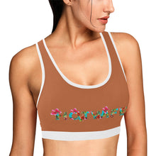 Load image into Gallery viewer, Light Brown/White Women&#39;s All Over Print Sports Bra (Model T52)