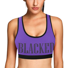 Load image into Gallery viewer, Purple/Black Women&#39;s All Over Print Sports Bra (Model T52)