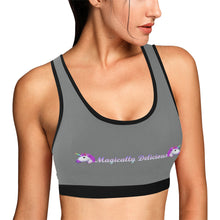 Load image into Gallery viewer, Grey/Black Women&#39;s All Over Print Sports Bra (Model T52)