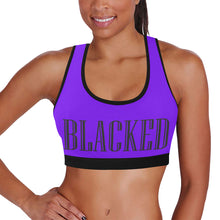 Load image into Gallery viewer, Bright Purple/White Women&#39;s All Over Print Sports Bra (Model T52)