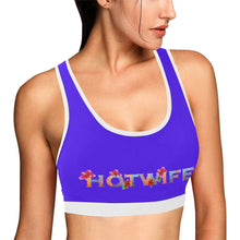 Load image into Gallery viewer, Bright Blue/White Women&#39;s All Over Print Sports Bra (Model T52)