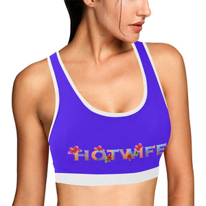 Bright Blue/White Women's All Over Print Sports Bra (Model T52)