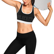 Load image into Gallery viewer, Black/White Women&#39;s All Over Print Sports Bra (Model T52)