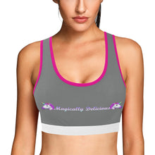 Load image into Gallery viewer, Grey/Pink/White Women&#39;s All Over Print Sports Bra (Model T52)